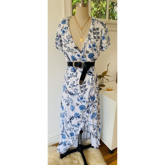 GUESS Boho Floral Midi Wrap Dress - Picture 3 of 4